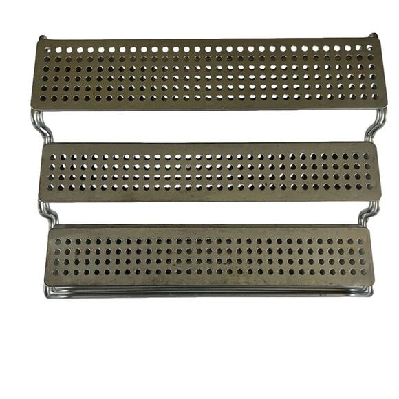 Metal Multi Level Spice Shelf Rack Organizer Silver Tone Metal Free Standing - Picture 5 of 15